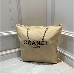 Chanel Novelty GWP Tan Canvas Tote Bag